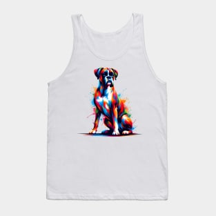 Vibrant Boxer Dog in Abstract Splash Art Style Tank Top